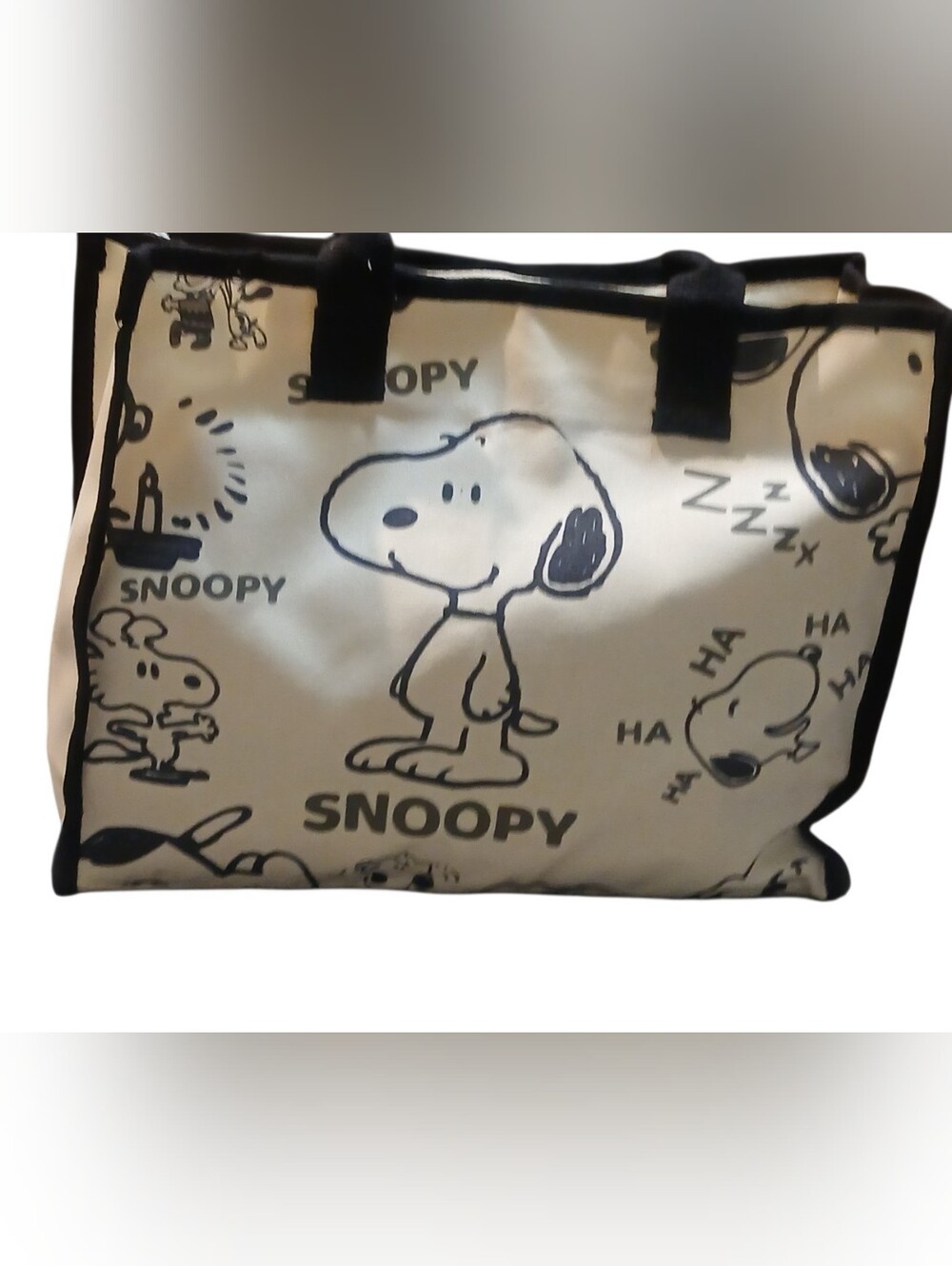 Peanuts ECO Friendly, Snoopy Large Tote Bag Snoopy/Woodstock Goofing Off, Zipper